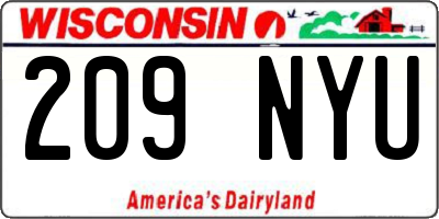 WI license plate 209NYU