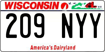 WI license plate 209NYY