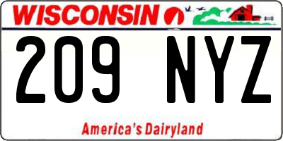 WI license plate 209NYZ