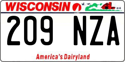 WI license plate 209NZA