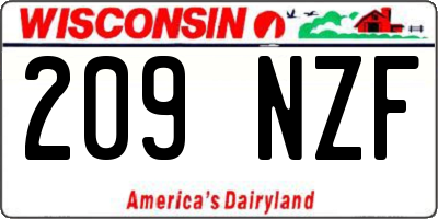 WI license plate 209NZF
