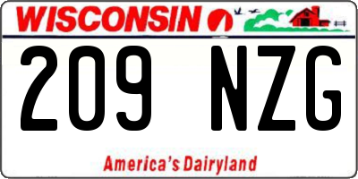 WI license plate 209NZG