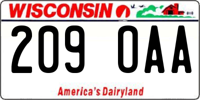 WI license plate 209OAA