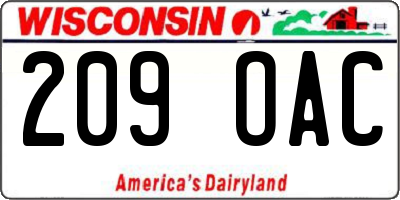 WI license plate 209OAC