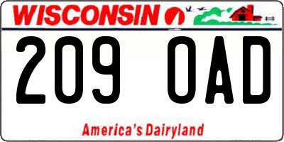 WI license plate 209OAD