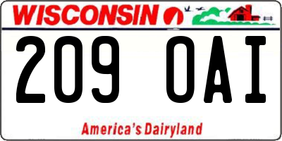 WI license plate 209OAI