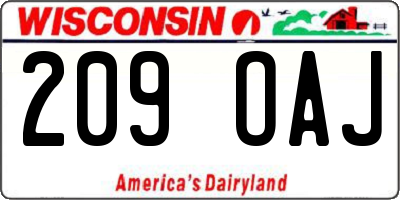 WI license plate 209OAJ