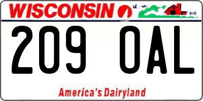 WI license plate 209OAL