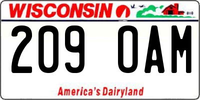 WI license plate 209OAM