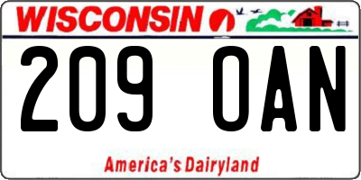 WI license plate 209OAN
