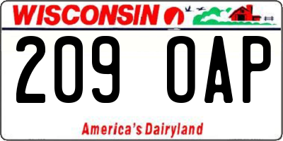WI license plate 209OAP