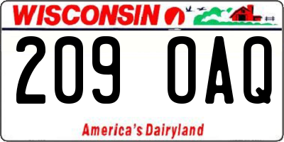 WI license plate 209OAQ