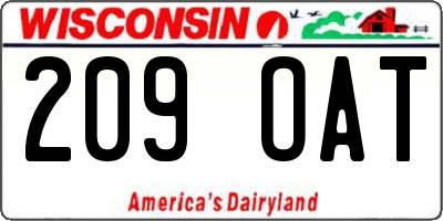 WI license plate 209OAT
