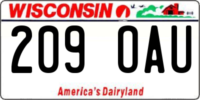 WI license plate 209OAU