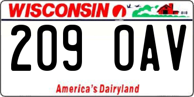 WI license plate 209OAV