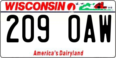 WI license plate 209OAW