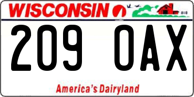 WI license plate 209OAX