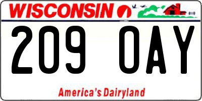 WI license plate 209OAY