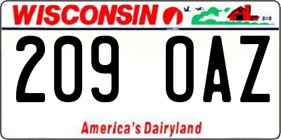 WI license plate 209OAZ