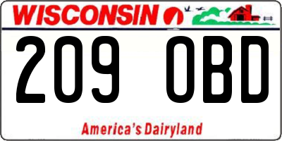 WI license plate 209OBD