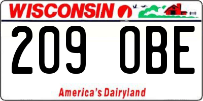 WI license plate 209OBE
