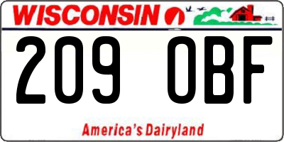 WI license plate 209OBF