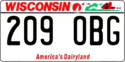 WI license plate 209OBG