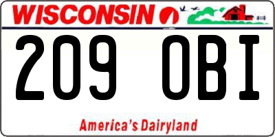 WI license plate 209OBI