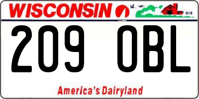 WI license plate 209OBL