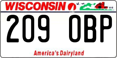 WI license plate 209OBP