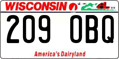 WI license plate 209OBQ