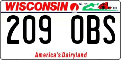 WI license plate 209OBS