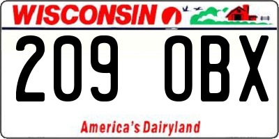 WI license plate 209OBX