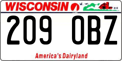 WI license plate 209OBZ