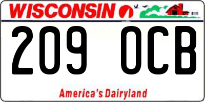 WI license plate 209OCB