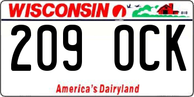 WI license plate 209OCK