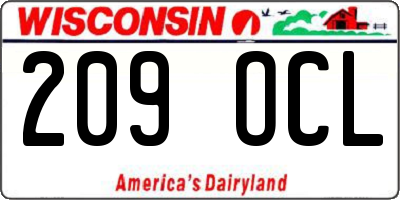 WI license plate 209OCL