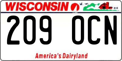 WI license plate 209OCN