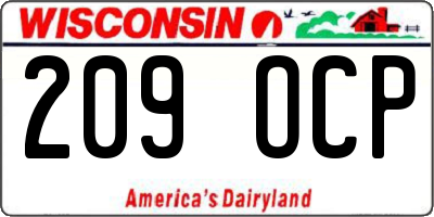WI license plate 209OCP