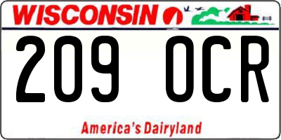 WI license plate 209OCR