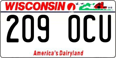 WI license plate 209OCU