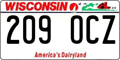 WI license plate 209OCZ