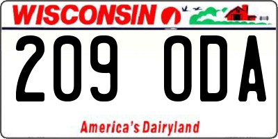 WI license plate 209ODA