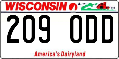 WI license plate 209ODD