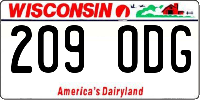 WI license plate 209ODG