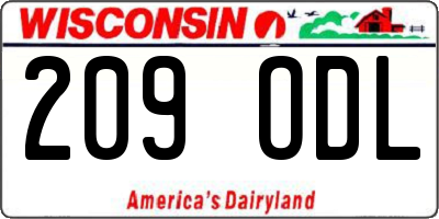WI license plate 209ODL
