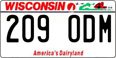WI license plate 209ODM
