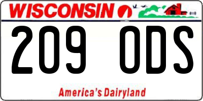 WI license plate 209ODS