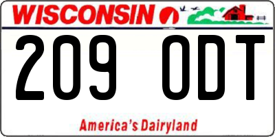 WI license plate 209ODT