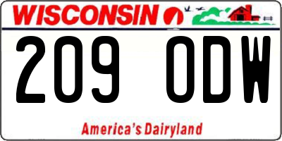 WI license plate 209ODW